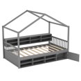 thumbnail image 2 of Costway Lit Cabane Format Simple Cadre de Lit Plateforme en Bois avec Toit et 14 Cubes de Rangement Gris, 2 of 9
