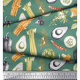 thumbnail image 2 of Soimoi Green Poly Georgette Fabric Mixed Vegetable Printed Fabric 1 Yard 42 Inch Wide, 2 of 3