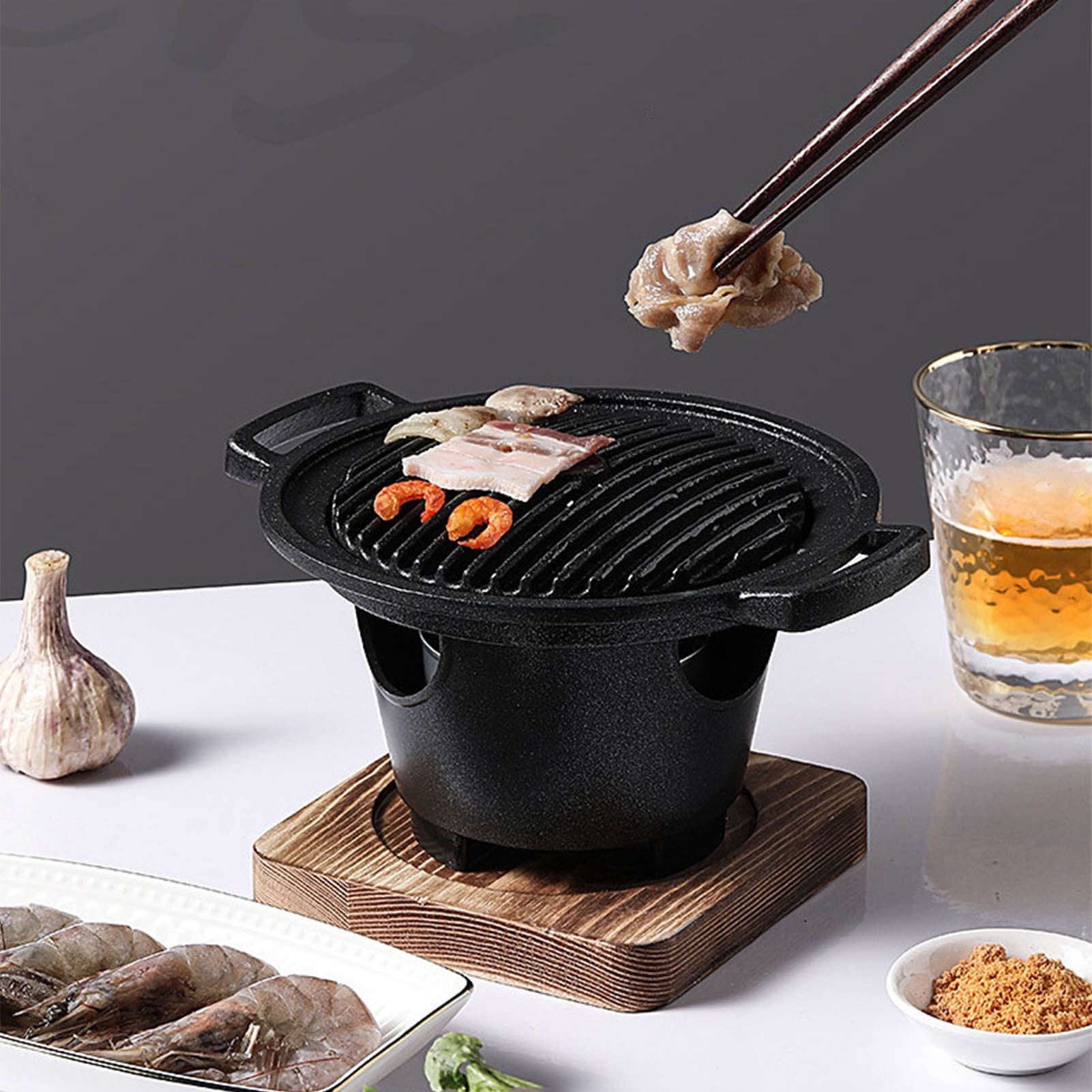 BBQ Grill Stove, Korean Smokeless Barbecue Grill, Japanese Small One Person Mini BBQ Grill, Barbecue Pan For Home Kitchen