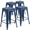 thumbnail image 1 of Commercial Grade 4 Pack 24" High Backless Distressed Antique Blue Metal Indoor-Outdoor Counter Height Stool, 1 of 9