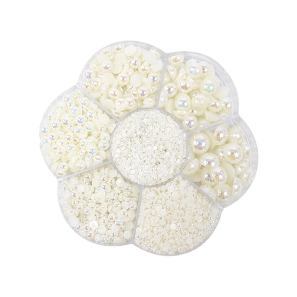 Ensemble de 2800 Pcs Perles Demi-Perle à Dos Plat Perles Perles Bricolage Satin Lustré Plastique pour Robe de Mariée Blanc Lacté