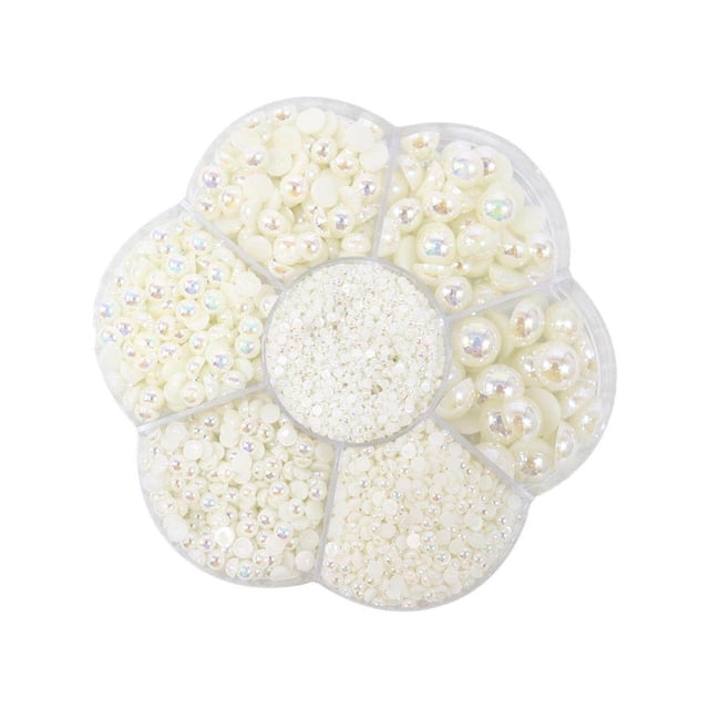 Ensemble de 2800 Pcs Perles Demi-Perle à Dos Plat Perles Perles Bricolage Satin Lustré Plastique pour Robe de Mariée Blanc Lacté