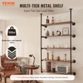 thumbnail image 2 of VEVOR Industrial Pipe Shelf 5 Tier 2PCS 9.84in W Wall-Mount Planks NOT Included, 2 of 9