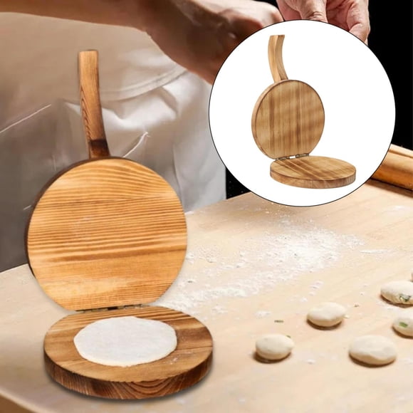Round Wooden Tortilla Maker, Hardwood Mexican Flour Presser for Homemade Tortillas, Roti, and Dumplings, Energy Saving Dough Press Tool
