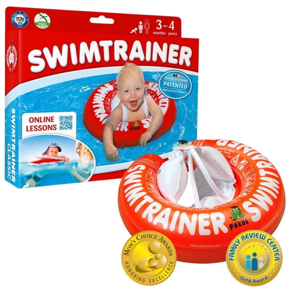 FREDS SWIM ACADEMY SWIMTRAINER Classic Rouge, Bouée de Piscine pour Bébés et Tout-Petits, de 3 Mois à 4 Ans (13-40 lb) 18 Pouces- 24 Pouces de Tour de Taille Ajustable Aide pour Apprendre à Nager en Toute Sécurité