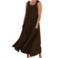 thumbnail image 1 of AherBiu Robe Maxi pour Femmes 2024 Été Décontractée Robe d'Été en Lin Sans Manches Ample Robe Débardeur avec Poches, 1 of 5