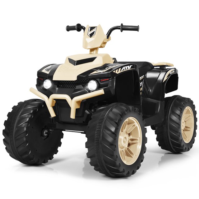 Costway 12V Kids 4-Wheeler ATV Quad Ride On Car w/ LED Light & Music Yellow