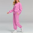 thumbnail image 4 of Pisexur Ensemble Pantalon 2 Pcs Mode Décontractée Ensemble de Survêtement Uni pour Femmes Chandails à Manches Longues à Col Rond Hauts à Enfiler Pantalons Longs Élastiques Survêtements Ensembles de Détente P-3TG, 4 of 7