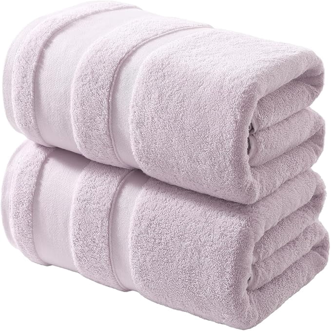 Cotton Bath Towels Set of 2, Extra Large Bath Sheets 35 X 70 Inches, 800G, Quick Dry, Ultra Soft & Super Absorbent Bathroom Towel Sets for Bathroom, Gym, Pool & Hotel, Purple