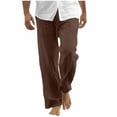 thumbnail image 1 of WRKEKC Casual Pants for Men Relaxed Fit Straight Leg Beach Pants with Drawstring and Pockets Solid Color for Summer Wear, 1 of 6