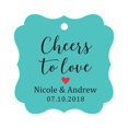 thumbnail image 1 of Darling Souvenir Cheers to Love Bottle Tag Personalized Wedding Favor Custom Hang Tags-Turquoise-100 Tags, 1 of 1