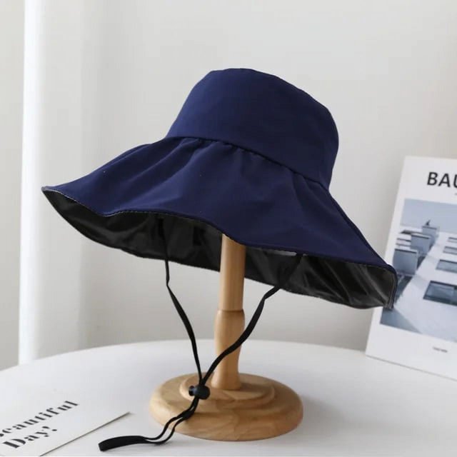 LinYooLi Women's Bucket Hat Summer Solid Color Cap Japanese Simple Foldable Casual Bucket Hat Vinyl Sunscreen and Sunscreen Bucket Hat