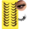 thumbnail image 1 of HSHDLDF ALICROWN Lashes Cat Eye False Eyelashes Wispy Strip Fake Eyelashes Fox Eye Lashes Mink Fluffy Eyelashes with Clear Band 9 Pairs Long False Lashes, 1 of 7