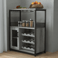 thumbnail image 2 of 3-Tier Wine Bar Cabinet with Detachable Wine Rack and Drawer, Industrial Sideboard and Buffet Cabinet with Glass Holder and Mesh Door, Durable and Stylish Storage Solution, 2 of 7