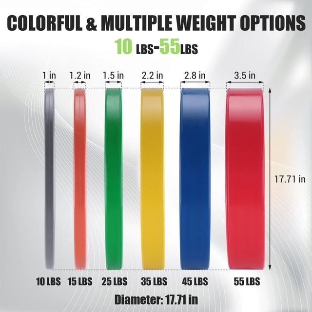 GloryStar Rubber Bumper Weight Set - 2 Inch Barbell Plates for Home Gym Strength Training