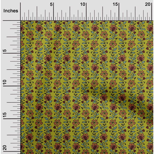 oneOone Tissu Viscose Georgette Feuilles & Floral Imprimé Bloc Tissu BTY 42 Pouces de Large
