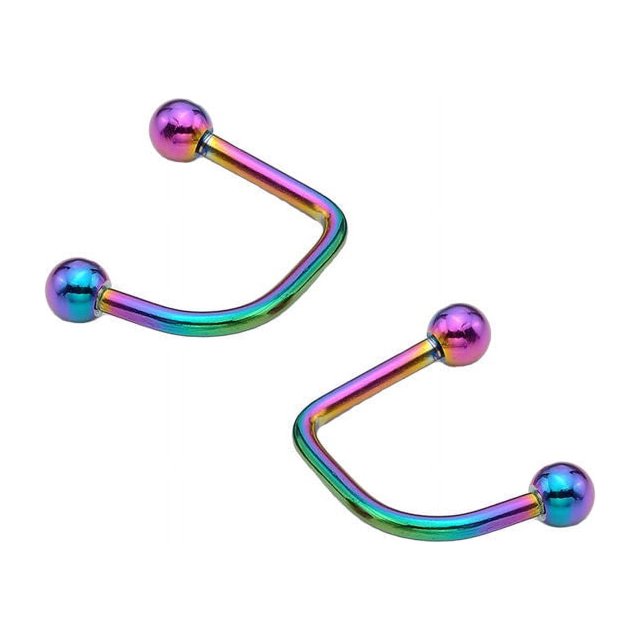 Labret Torsion de Lèvre 2 Pcs Boucle de Bijoux Perçage Titane Anodisé Acier Chirurgical 16 g