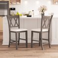 thumbnail image 4 of Gymax 2PCS Bar Stools 24''Counter Height Stools w/ Linen Fabric Upholstered Seat Gray, 4 of 9