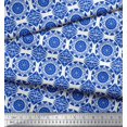 thumbnail image 3 of Soimoi Blue Poly Georgette Fabric Circle Art Geometric Fabric Prints By Yard 42 Inch Wide, 3 of 5