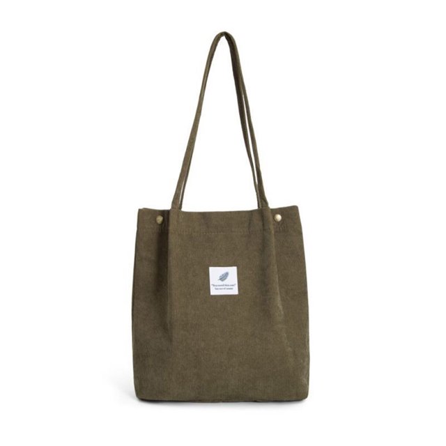 Walson Sacs à Main en Velours Côtelé pour Femmes Sac à Bandoulière Léger Sacs de Courses Réutilisables Grande Capacité Sacs à Main Rétro Décontractés Sangle Renforcée Vert