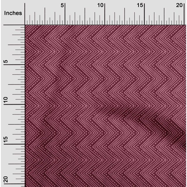 oneOone Tissu Georgette Viscose Rouge Chevron pour Couture Tissu Imprimé au Mètre 42 Pouces de Large