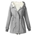 thumbnail image 1 of WEIYLL Fleece Jacket Women Warm Solid Color Hooded Zipper Pockets Grey Fall Coats Size S, 1 of 4