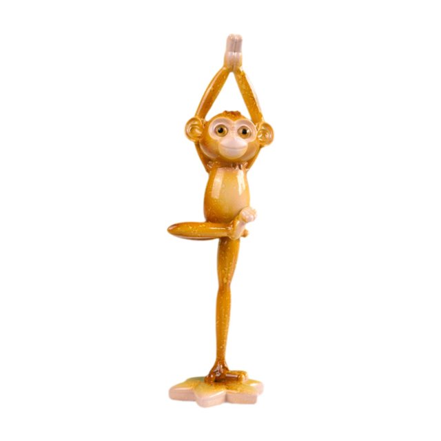 jifeng Animal Sculpture Collectable Table Centerpiece Tabletop Yoga Monkey Statue Resin Single Leg Stand