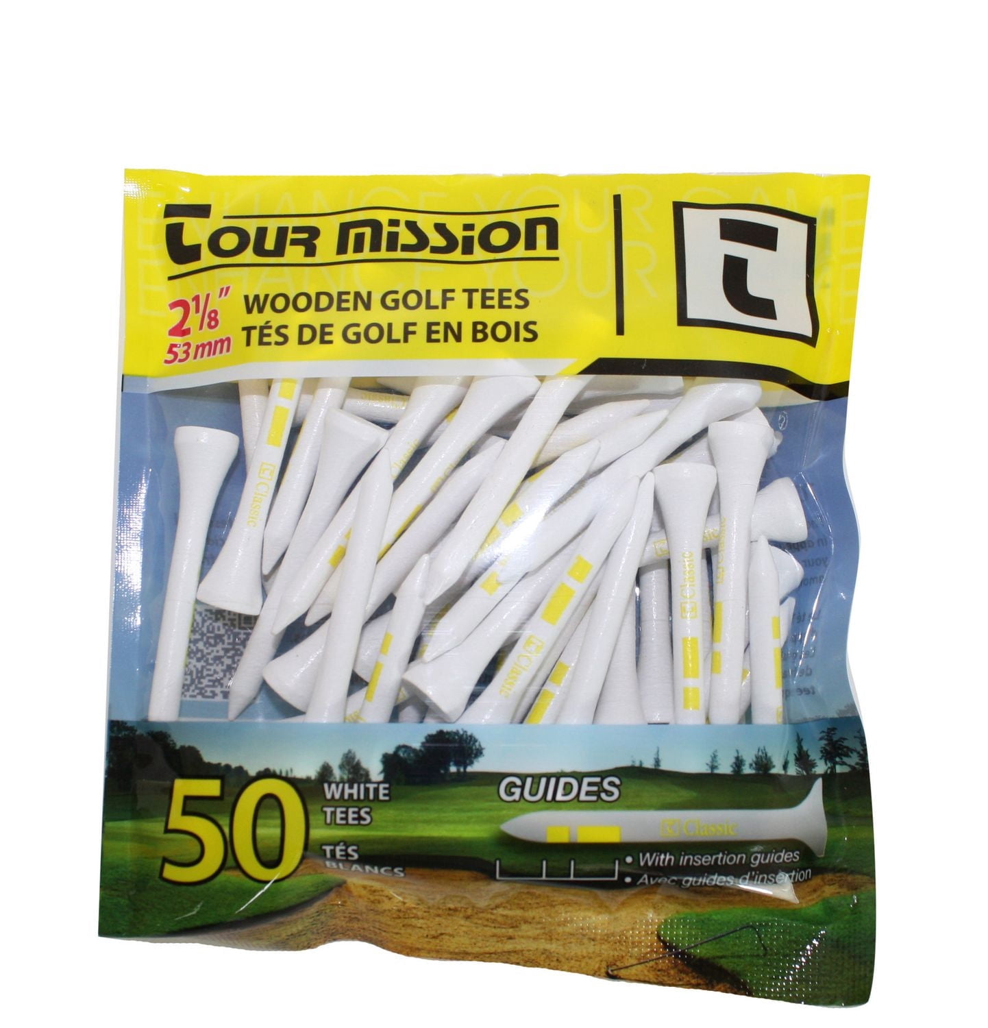 2 1/8" (53mm) White Wooden Golf Tees, pack of 50 by Tour Mission