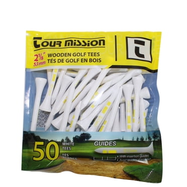 2 1/8" (53mm) White Wooden Golf Tees, pack of 50 by Tour Mission