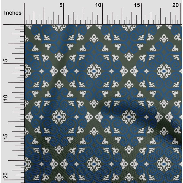 oneOone Silk Tabby Fabric Swirl Ikat Print Fabric BTY 42 Inch Wide
