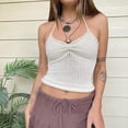 thumbnail image 2 of Mrat Débardeurs de Course pour Femmes Mode Décontractée Printemps Été Doux Couleur Unie Camisoles à Col Rond Débardeurs de Compression pour Femmes P-13 Blanc G, 2 of 8
