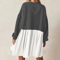 thumbnail image 5 of Womens Oversized Sweatshirt Dress Long Flowy Patchwork Pullover Tops Cute Drop Shoulder Sweatshirts Fall Long Sleeve Mini Dress Teen Girls Crewneck Solid Tunic Pleated Loose Clothing Beig, 5 of 5