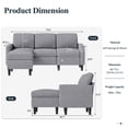 thumbnail image 3 of Walsunny Canapé Sectionnel Convertible Réversible de 73,6 Pouces, Canapé-Lit Sectionnel en L 3 Places avec Méridienne Réversible pour Petit Espace, Gris Pâle, 3 of 7