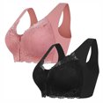 thumbnail image 1 of Tumotour 2PC Front Closure Bra for Women No Underwire Comfort Lace Wide Shoulder Strap Bra Full Coverage Seamless Soft Convenient Front Button Bras for Senior Everyday Life Sleep Walking Work, 1 of 4