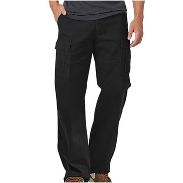 hoksml Men's Solid Color Cargo Pants Straight Leg Multi-Pocket Work Pants Casual Comfort Fit Trousers