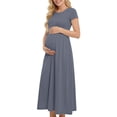 thumbnail image 3 of Sentmoon Robes de Maternité Respirantes Coupe Ajustée Robe à Manches Courtes 2026 Été Couleur Unie Manches Courtes Encolure Carrée Robes Semi-Formelles pour Femmes Chic pour le Travail et la Fin de Semaine S-TTTG, 3 of 8