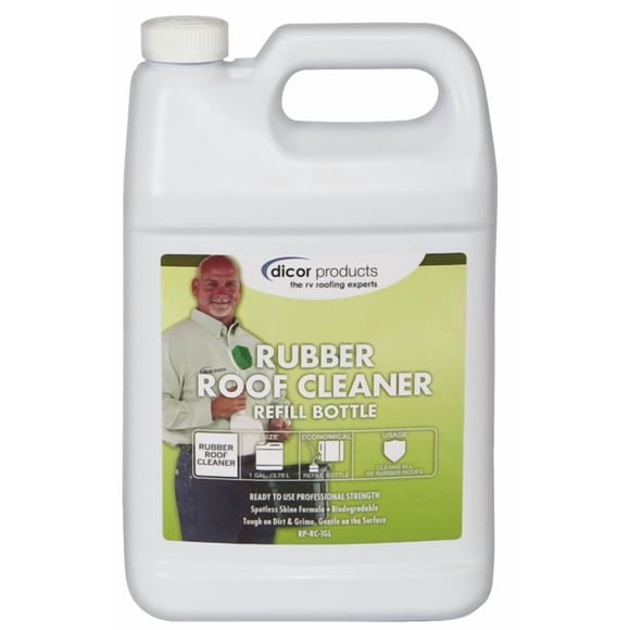 Dicor Corp. Rubber Roof Cleaner RP-RC-1GL Use To Clean RV Rubber Roof And Vehicle Exteriors; 1 Gallon Can; Single; With English Language Packaging