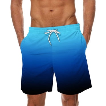 LOVZFMLL Maillots de Bain pour Hommes Séchage Rapide Shorts de Bain pour la Plage et la Natation Maillots de Bain à Dégradé avec Poches Bleu Ciel 3TG
