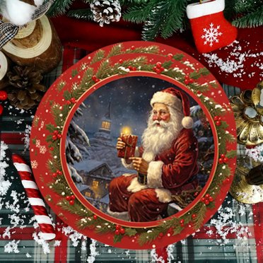 Fridja Christmas Decorations Clearance 16 Pieces 7 Inches Christmas Disposable Paper Plates Winter Christmas Tree News Year Party Tableware Supplies Birthday Party Tableware