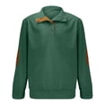 thumbnail image 3 of KIHOUT Chandails Homme Mode Décontractée Sport Col Montant Bouton Patchwork Manches Longues Chandail à Enfiler Blouse GN/L4, 3 of 5