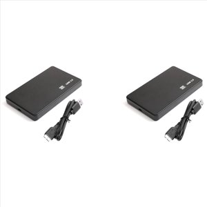 2X USB 3.0 HDD Pièce jointe 5Gbps 2.5Inch HDD étui SATA Fermeture externe HDD Boîte de cas pour PC Cas de disque dur,2 x Pièce jointe du disque dur 2 x USB Câble, noir