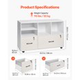 thumbnail image 3 of KFFKFF 2 Drawer Wooden File Cabinet, Mobile Filing Cabinet with Open Shelves, Lockable Lateral Rolling File Storage with Adjustable Shelves, 3 of 9