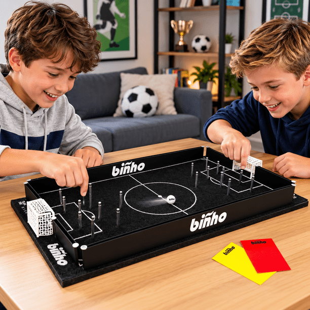 Binho Classic Black Turf Tabletop Soccer Game, Flick Soccer Board