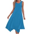 thumbnail image 2 of Summer Clearance 2025! Womens Plus Size Dress,Summer Dress Clearance for Womens,Womens Dresses Sleeveless Round Neck Drawstring Casual Ruffle A-Line Mini Dress, 2 of 5