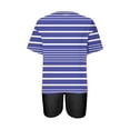 thumbnail image 3 of Mikilon Ensemble Élégant pour Femmes 2 Pcs Mode Décontractée Rayé Imprimé Col Rond Épaule Tombante Short Ensemble Deux Pièces Violet-C TG, 3 of 4