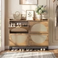 thumbnail image 2 of Conate Rattan Shoe Cabinet with 4 Flip Drawers, Modern 40 Pair Shoe Storage Cabinet for Entryway with Hidden Golden Handles, 2 of 13