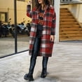 thumbnail image 5 of Women's Long Plaid Flannel Shirts Shacket Plus Size Long Sleeve Oversized Button Shirt Fall Spring Trench Coat with Pockets XL, 5 of 5