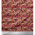 thumbnail image 1 of Soimoi Polyester Crepe Fabric Leaves & Fox Face Cartoon Print Fabric by The Yard 52 Inch Wide, 1 of 3