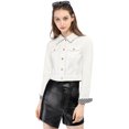 thumbnail image 3 of INSPIRE CHIC Veste en Denim Courte à Manches Longues Boutonnée pour Femme, 3 of 6