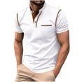 thumbnail image 1 of Mens Pullover Stand Collar Button Pocket Short Sleeve Top Sports Stand Collar Top/Shirt, 1 of 5